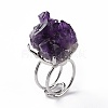 Natural Amethyst Nuggets Cuff Ring RJEW-G271-01P-02-2