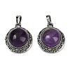 Natural Amethyst Half Round Pendants PALLOY-R159-01AS-08-1
