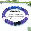 Round Natural Amethyst & Rose Quartz & Dyed Imperial Jasper & Black Jade Beads Stretch Bracelets for Girl Women FS-WGE0C43-05-1