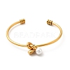 Ion Plating(IP) 304 Stainless Steel Love Knot Open Cuff Bangle BJEW-P283-02G-1