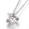 304 Stainless Steel Brass Cubic Zirconia Pendant Necklaces NJEW-O108-13P-2