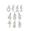 Brass Micro Pave Clear Cubic Zirconia Charms KK-G544-04P-1