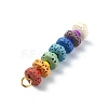 Chakra Natural Lava Rock Dyed Flat Round Connector Charms PALLOY-JF02532-02-3