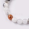 Natural Lava and Natural Mixed Stone Beads Stretch Bracelets BJEW-JB03736-4