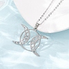 304 Stainless Steel Triple Moon Pendant Cable Chain Necklaces for Men Women NJEW-K308-01D-P-3