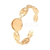 304 Stainless Steel Coffee Bean Chain Cuff Bracelet Blanks with Flat Round Bezel Settings SA-CBA4160-02A-G-1