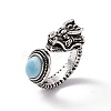 Dragon Head Natural Larimar Cuff Rings RJEW-G273-03AS-01-4