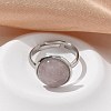 Half Round Natural Rose Quartz Finger Rings RJEW-M062-01P-17-4