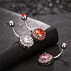 316L Surgical Stainless Steel Cubic Zirconia Flat Round Curved Barbell Belly Rings WGB2BE5-04-1