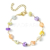 Natural Shell Nugget Beaded Chain Bracelets BJEW-JB09462-02-1