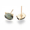 Natural African Turquoise(Jasper) Stud Earrings EJEW-N057-01D-2