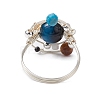 Planet Natural Tiger Eye Finger Rings RJEW-TA00165-04-4