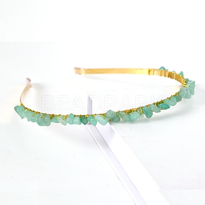 Natural Green Aventurine Hair Bands PW-WGC1C33-19-1