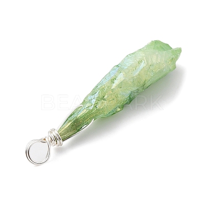 Electroplated Raw Rough Natural Quartz Crystal Copper Wire Wrapped Pendants PALLOY-JF02409-02-1