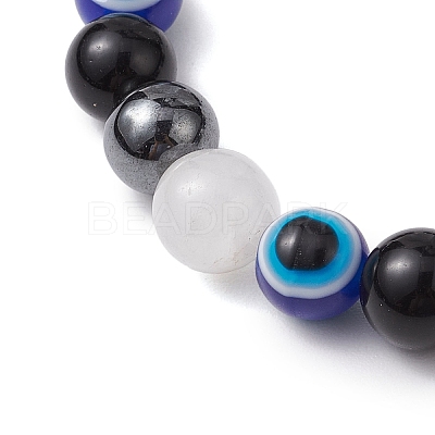 Round Gemstone Beaded Stretch Bracelets BJEW-JB11005-05-1