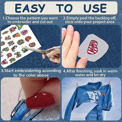4 Sets 4 Style Christmas & Halloween Cloth Water-soluble Embroidery Aid Drawing Sketch AJEW-WH20039-001-1