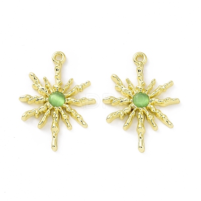 Rack Plating Alloy Cat Eye Pendants PALLOY-D007-08-1