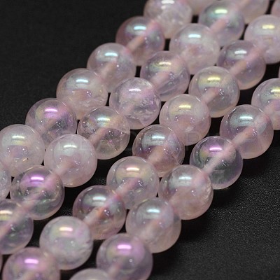 Electroplated Natural Rose Quartz Beads Strands G-K285-06-8mm-1