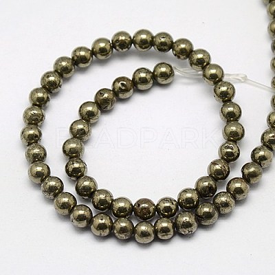 Natural Pyrite Beads Strands G-L031-5mm-01-1