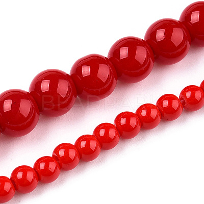 Opaque Solid Color Glass Beads Strands X-GLAA-T032-P8mm-04-1