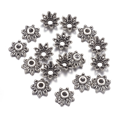 Flower Tibetan Silver Bead Caps X-A475-1
