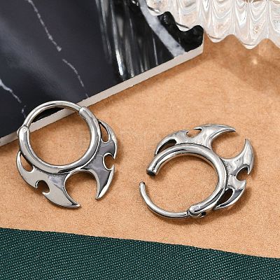 Fire Shaped 316 Surgical Stainless Steel Hoop Earrings X-EJEW-G416-35P-1
