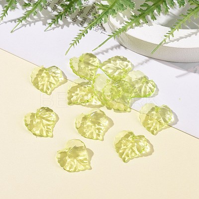 Green Transparent Acrylic Leaf Pendants for Chunky Necklace Jewelry X-DBLA410-9-1