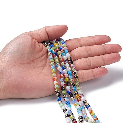 Handmade Millefiori Glass Round Bead Strands LAMP-J038-6mm-M-1