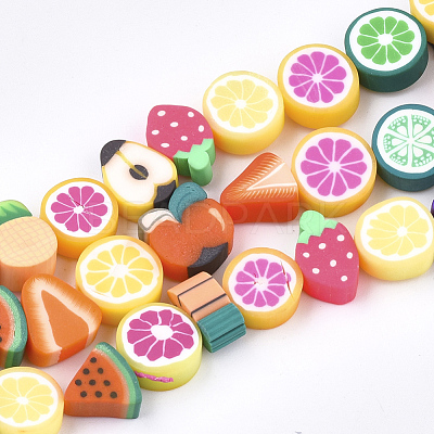 Handmade Polymer Clay Beads Strands CLAY-S092-24-1