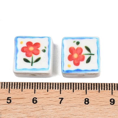 Printed Handmade Porcelain Beads PORC-G016-04B-1