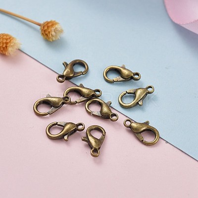 Antique Bronze Tone Zinc Alloy Lobster Claw Clasps X-E103-NFAB-1
