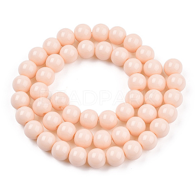 Opaque Solid Color Glass Beads Strands GLAA-T032-P8mm-09-1