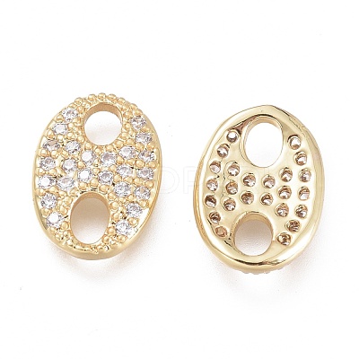 Brass Micro Pave Clear Cubic Zirconia Links KK-O127-04G-1