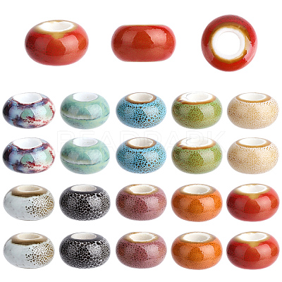 40Pcs 10 Colors Handmade Porcelain Beads PORC-PA0001-34-1