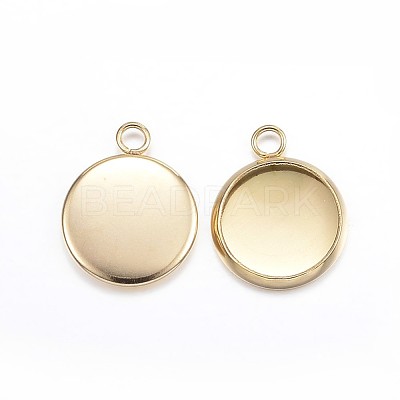 Ion Plating(IP) 304 Stainless Steel Pendant Cabochon Settings X-STAS-G127-13-10mm-G-1