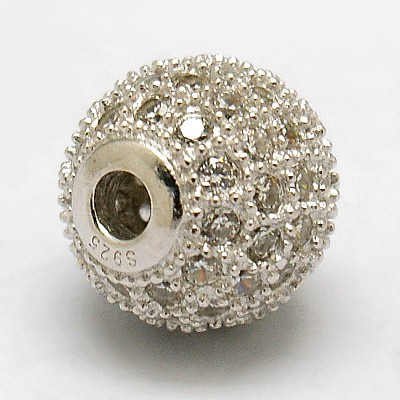 Round 925 Sterling Silver Beads STER-O021-01S-6mm-1
