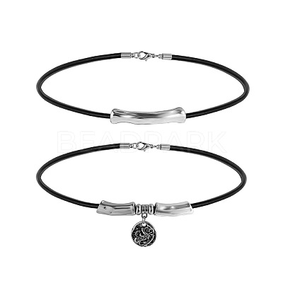Flat Round Alloy Pendant Double Layer Necklaces WG187C7-01-1