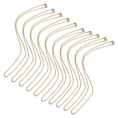 10Pcs Ion Plating(IP) 304 Stainless Steel Cable Chain Necklaces Set for Men Women MAK-YW0002-01G-1