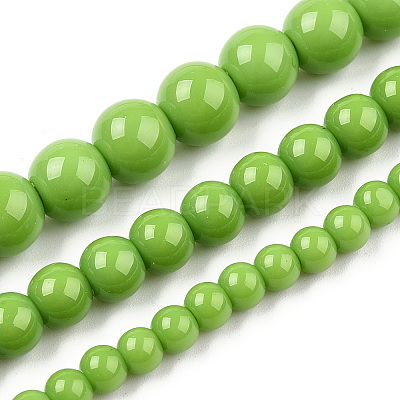 Opaque Solid Color Glass Beads Strands X-GLAA-T032-P10mm-06-1