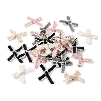 Polyester Bowknot with Lace Sew on Ornament Accessories DIY-C085-07-1