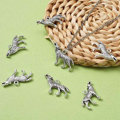 Tibetan Style Alloy Howling Wolf Pendants X-LF1753Y-1