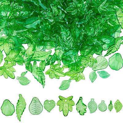 500Pcs 10 Styles Transparent Acrylic Pendants MACR-FH0001-28-1