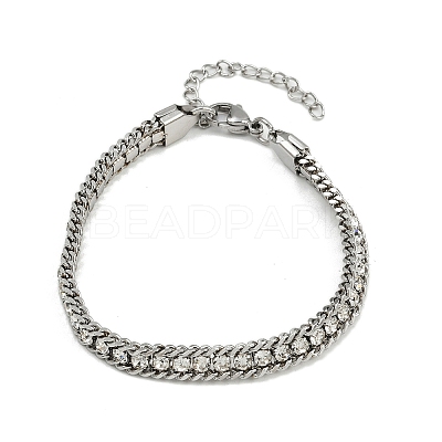 304 Stainless Steel Curb Chain Bracelets for Women BJEW-Z143-21P-1