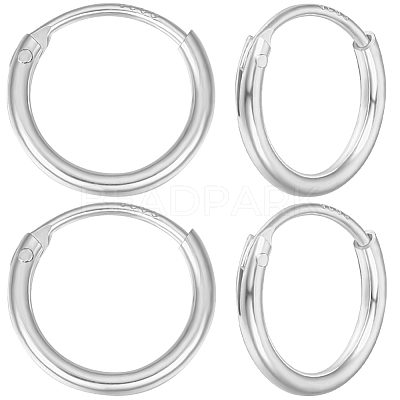 4 Pairs 925 Sterling Silver Huggie Hoop Earring Findings STER-BBC0005-36S-1