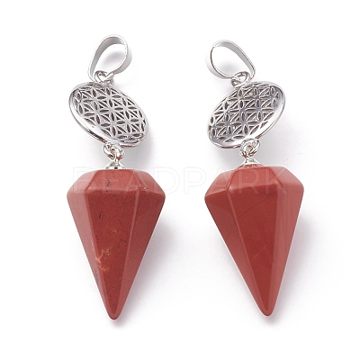Natural Red Jasper Pendants G-O194-14-1