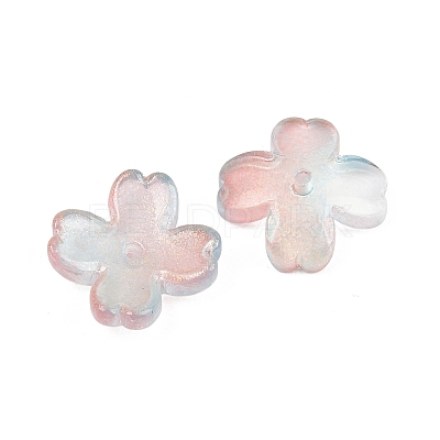 Two Tone Transparent Glass Bead Caps GLAA-Z020-02F-1