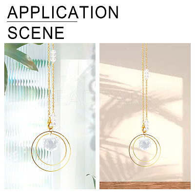 Glass Teardrop Pendant Decorations HJEW-CA0001-57-1