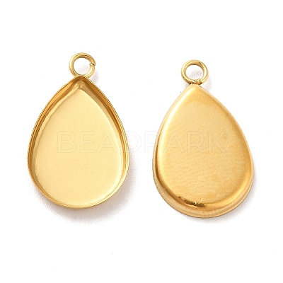 Ion Plating(IP) 304 Stainless Steel Pendant Cabochon Settings X-STAS-F167-23G-1