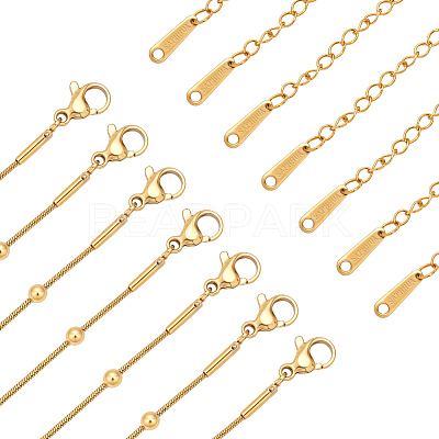 20Pcs Stainless Steel Round Snake Chain Necklaces with Ball NJEW-OC0001-08G-1