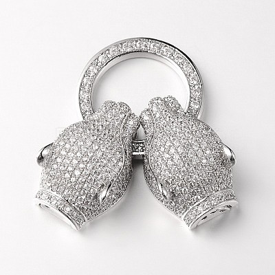 Brass Micro Pave Cubic Zirconia Fold Over Clasps ZIRC-M043-P-02-RS-1